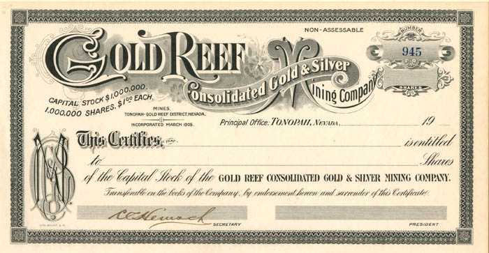 Gold Reef Consolidated Gold and Silver Mining Co.